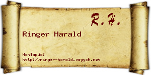 Ringer Harald névjegykártya